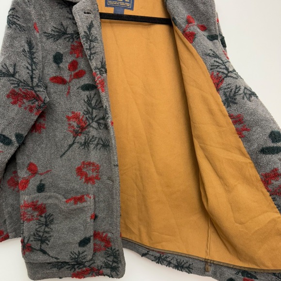 Woolrich Vintage Floral Fleece Double Lined Jacket Button Up Cozy Warm Coat - Picture 6 of 11